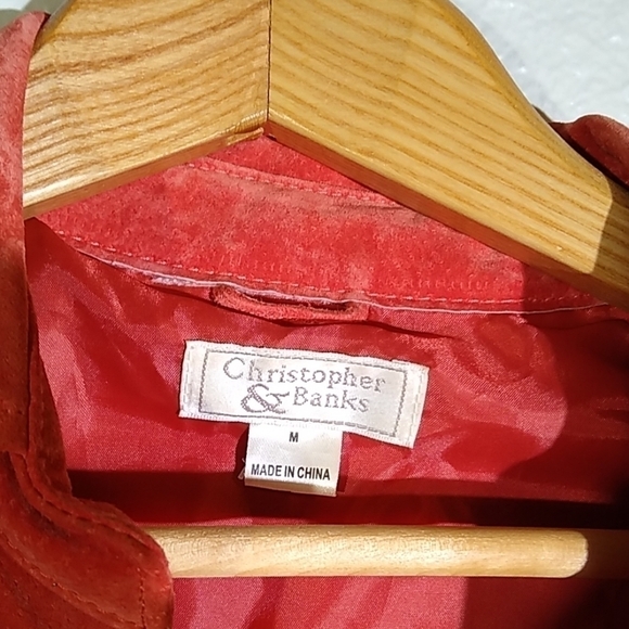 Christopher & Banks Orange Suede Leather Jacket Md - Picture 4 of 5